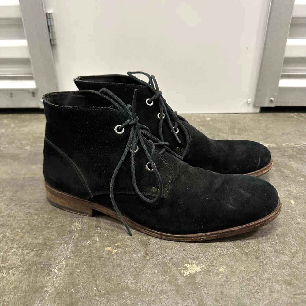 John Varvatos USA Hipster Suede Chukka Boots Black Leather Mens 12M F2281Q2B